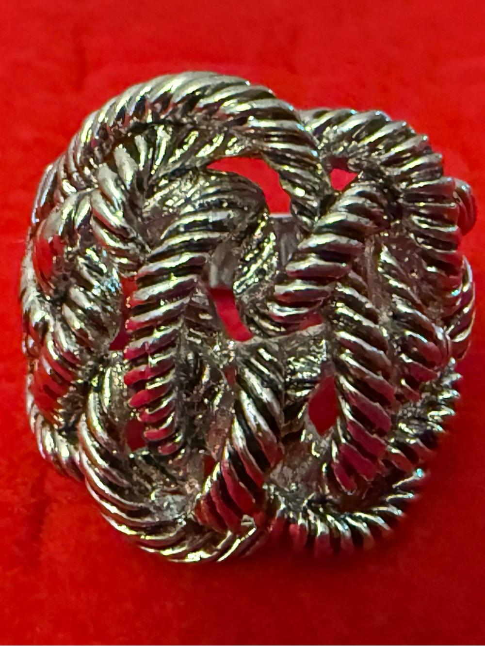 PD Premier Design Silver-Tone Rope Knot Statement Ring size 7